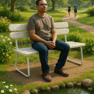 Eco-friendly recycled bench made from plastic waste