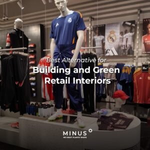retail store interior designed using recycled plastic panels by Minus Degre