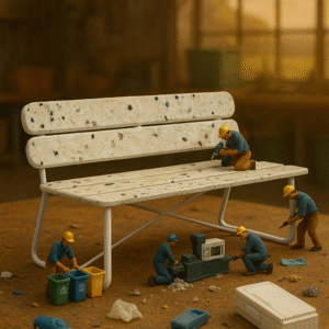 Recycled plastic outdoor bench for parks and public spaces