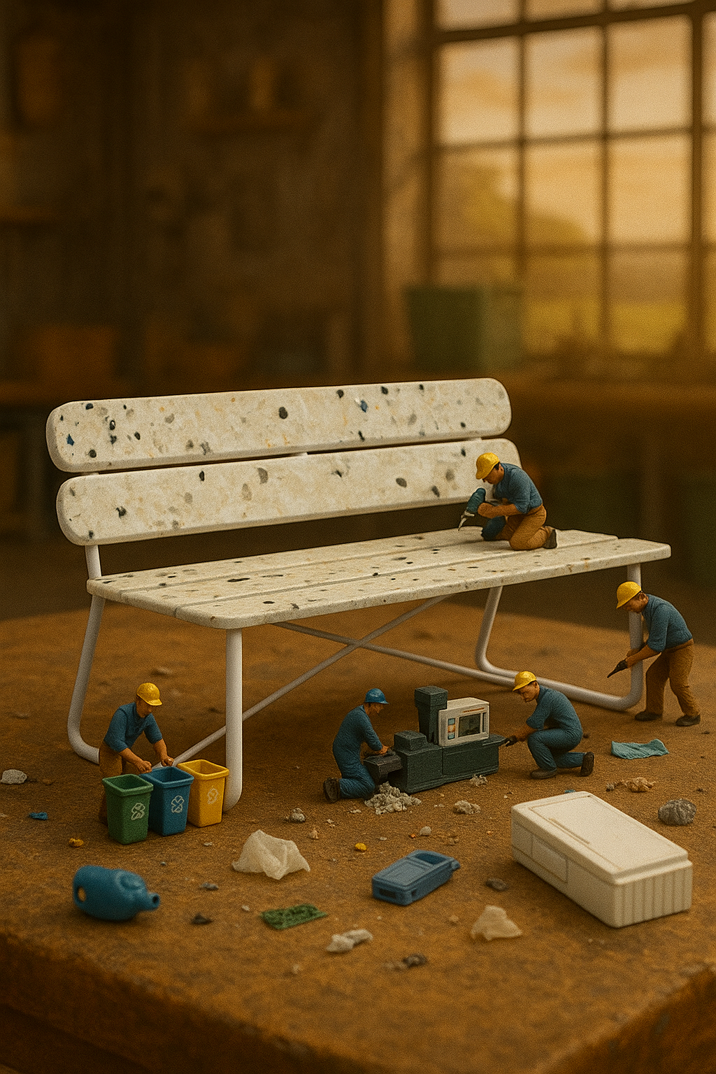 Recycled plastic outdoor bench for parks and public spaces