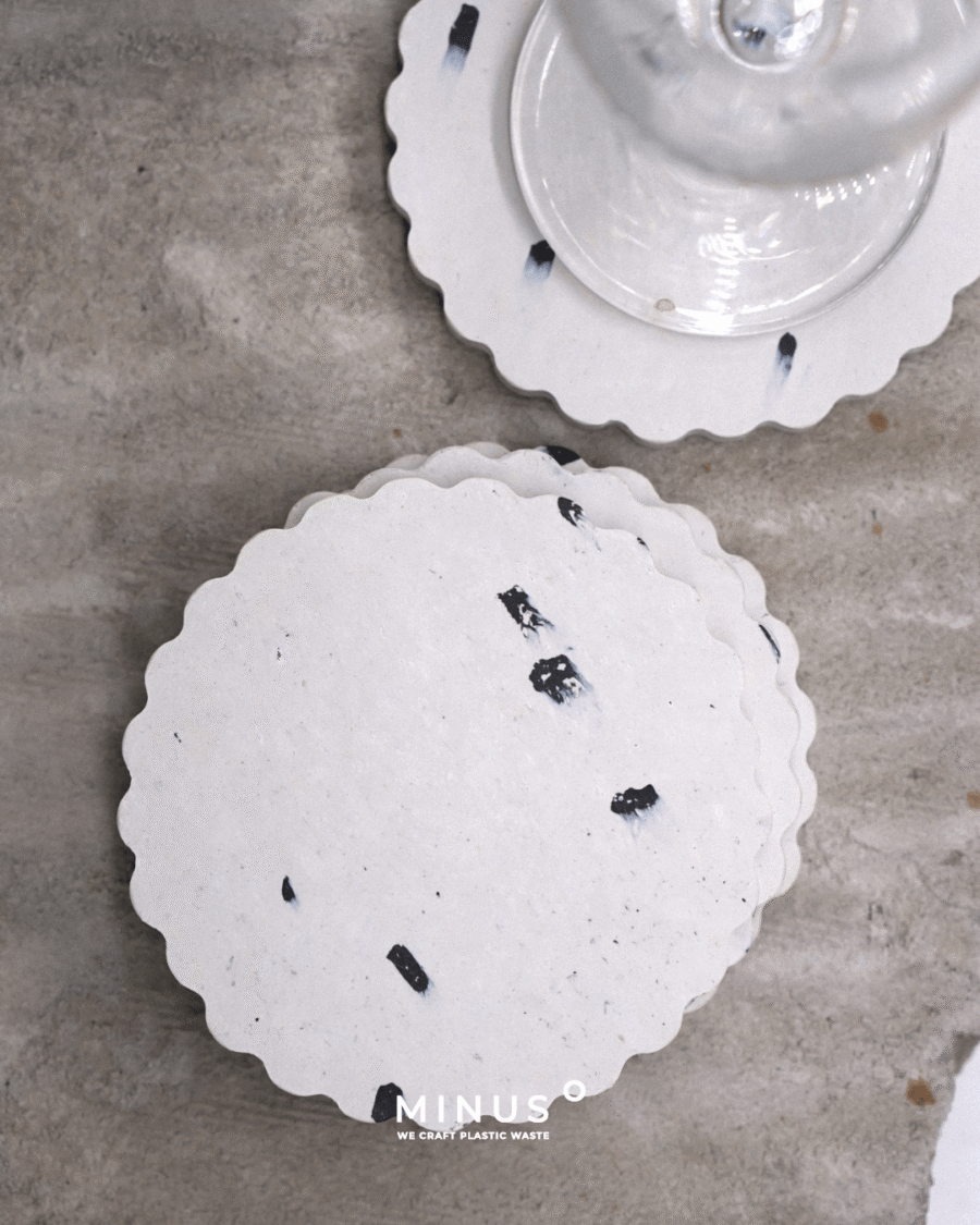 Natural color recycled plastic coaster for eco-conscious homes