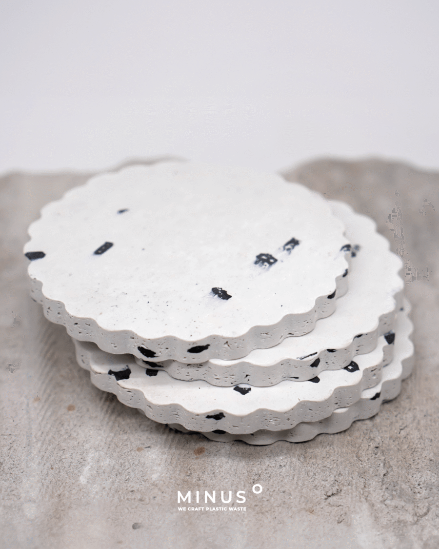 Natural color recycled plastic coaster for eco-conscious homes
