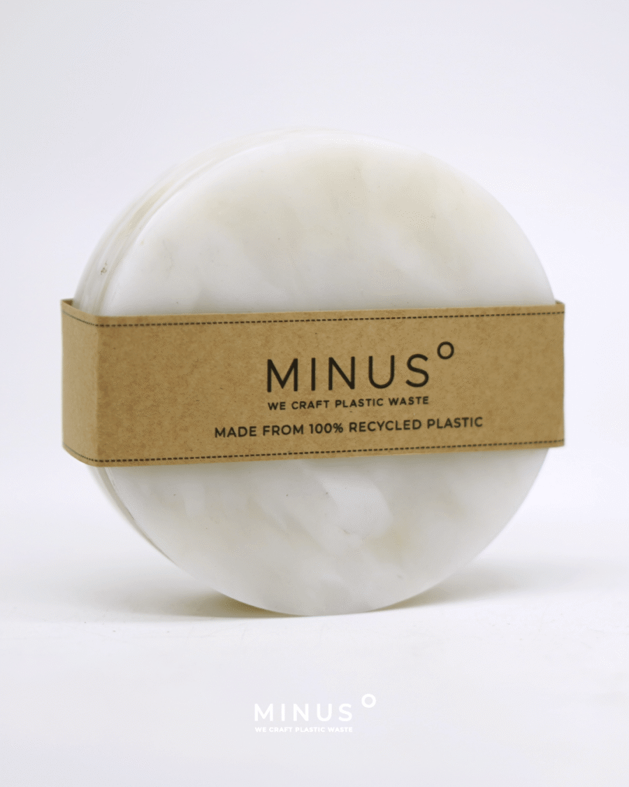 Minimalist natural color coaster from recycled plastic sheets