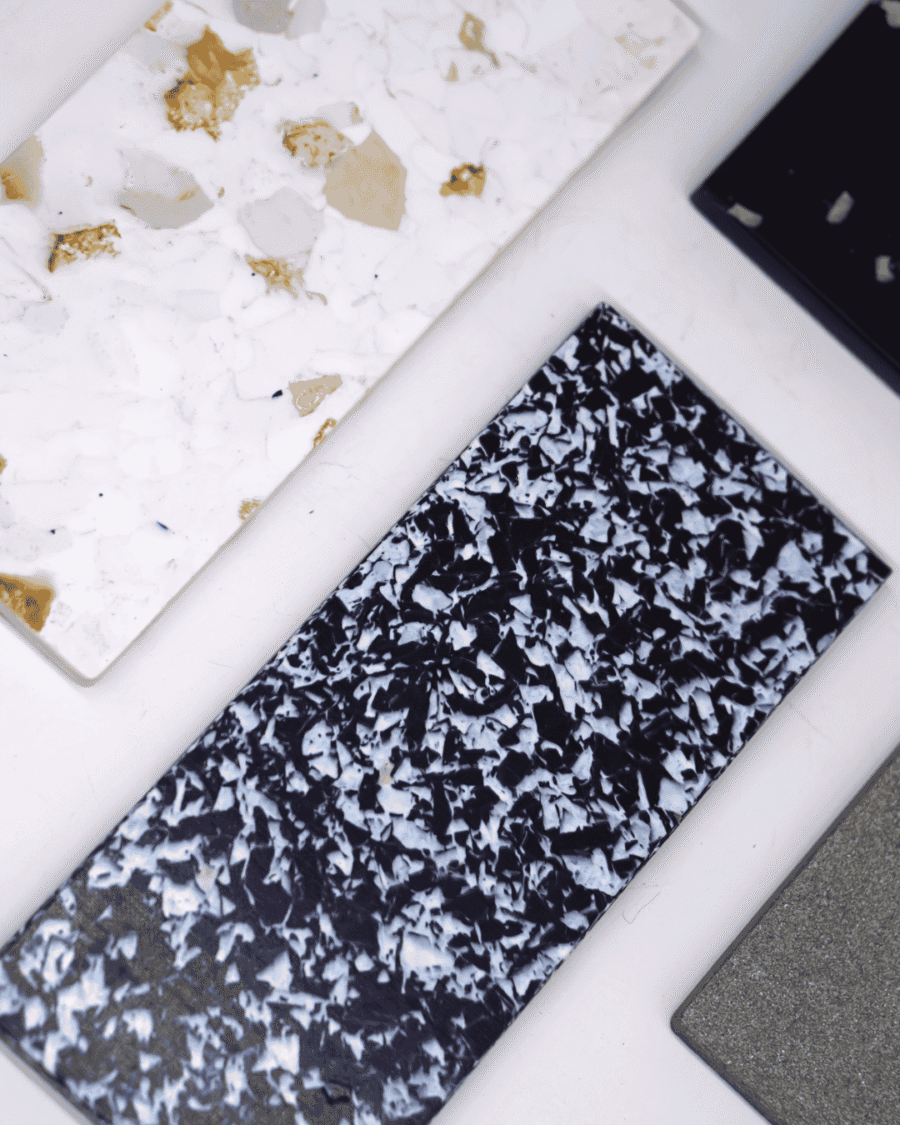 Recycled plastic panel for sustainable construction and interiors