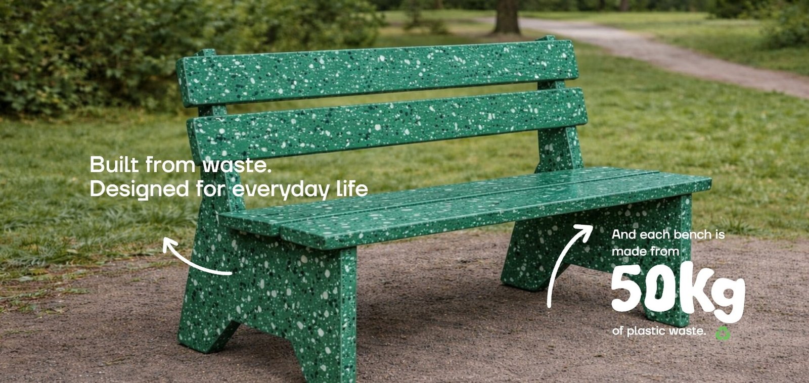 Recycled benches for Corporate social responsibility