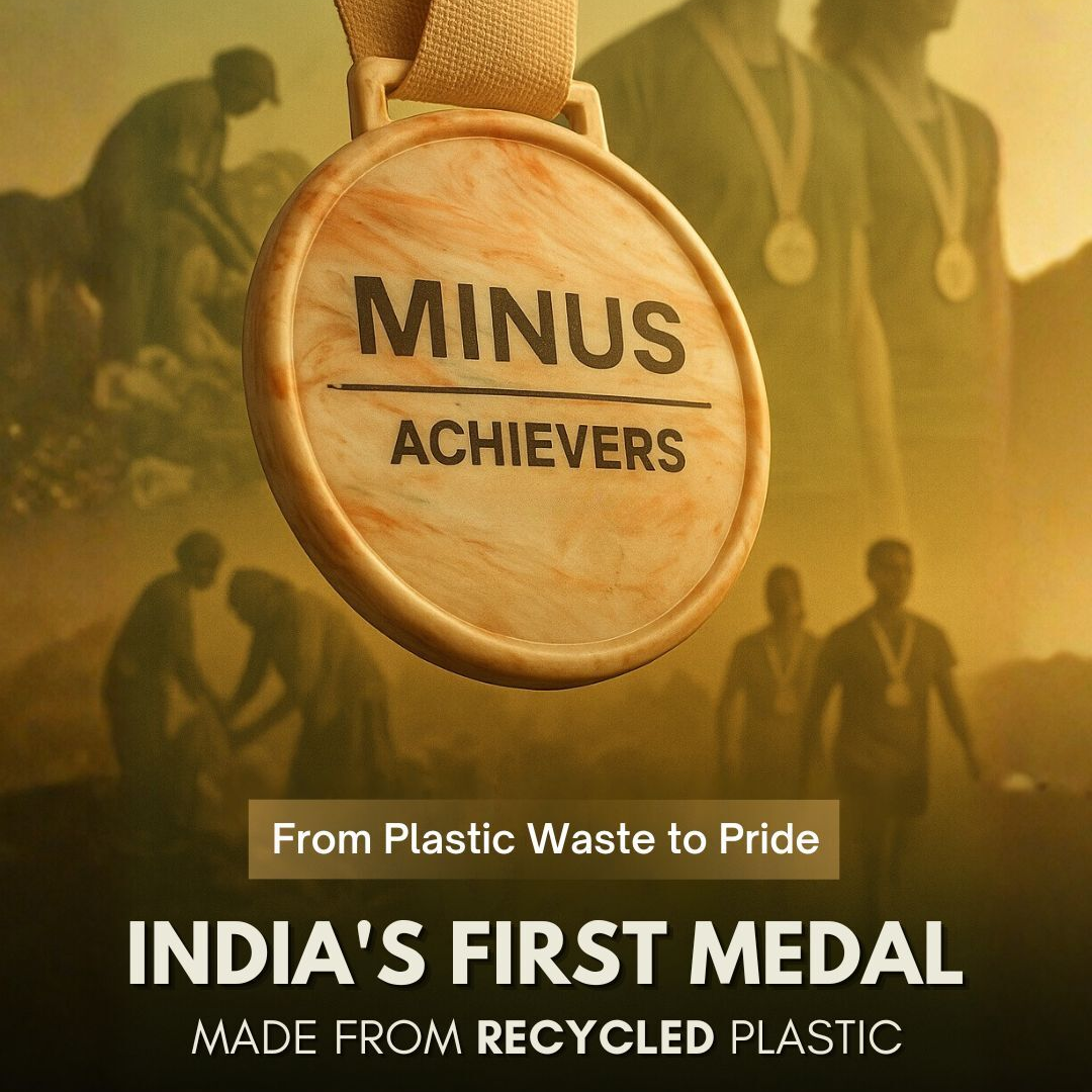 Eco-friendly recycled marathon medals made from plastic waste for sustainable sports events in India